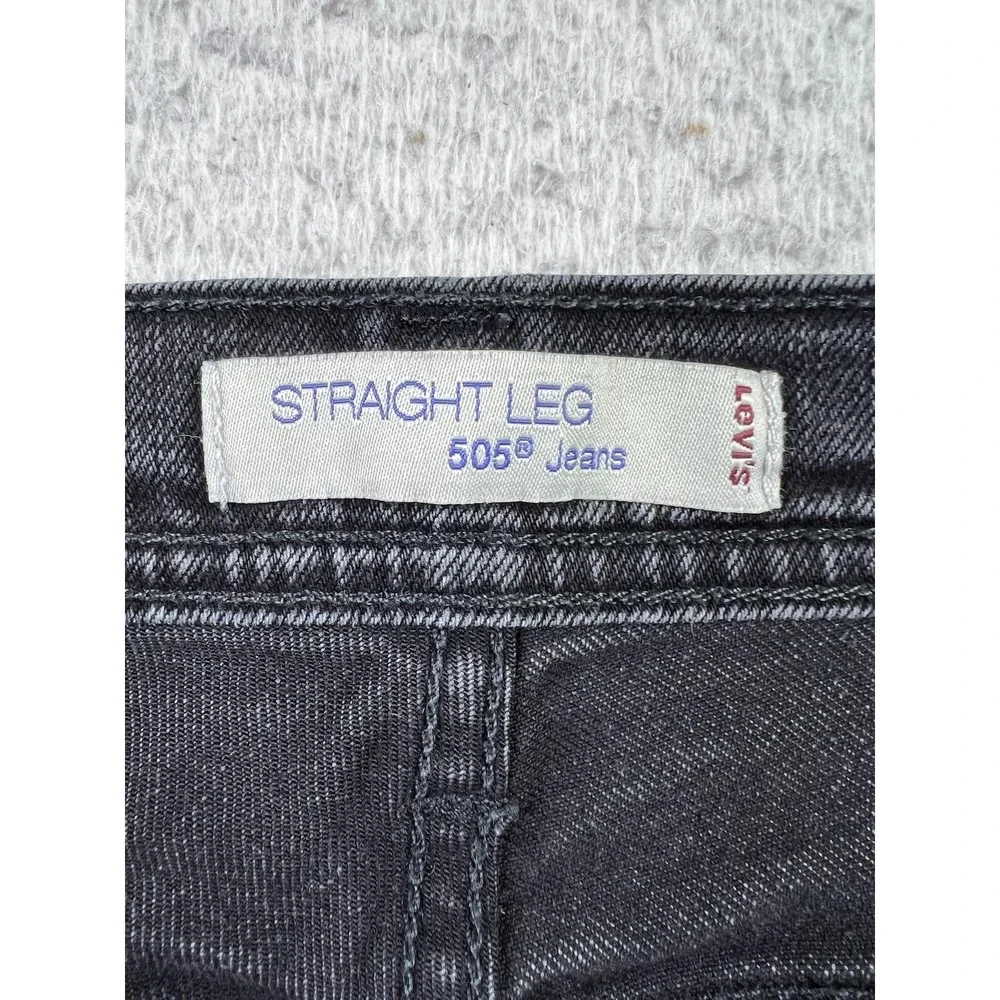 Levis‎ 505 Jeans Mens 36x30 Black Straight Leg Denim Stretch Classic 5 Pocket